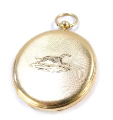 A 19thC Patek & Co full hunter pocket watch, with machine engraved case and greyhound motif, key wind, movement no.4474, with white enamel Roman numeric dial, dial 4cm diameter, 57.7g all in. - 7