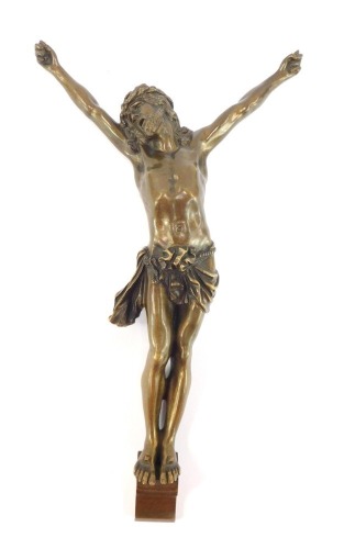 A French bronze crucifix figure of Jesus Christ, signed Leandri, No 021, 26cm high.