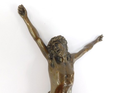 A French bronze crucifix figure of Jesus Christ, signed Leandri, No 021, 26cm high. - 2
