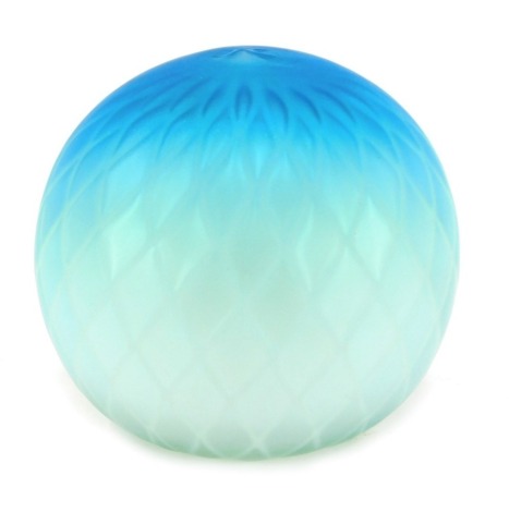 A late 19thC Thomas Webb turquoise and white quilted satin glass paperweight, 9.5cm diameter.