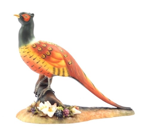 A Royal Crown Derby matt pheasant, 17cm high, boxed.