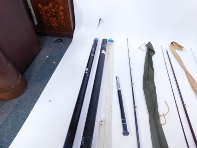 A group of fishing rods, comprising Shakespeare Sigmo boat 1470/020, split cane rod, red split cane rod, fibre glass rod, etc. (a quantity) - 2