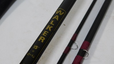 Fishing rods, to include a 13" fly rod split cane No 1 Sharpes, a Clan, short flick cane bait rod, a fly rod 13" split cane No 2 Alcocks, and a Shakespeare rod. (a quantity) - 7