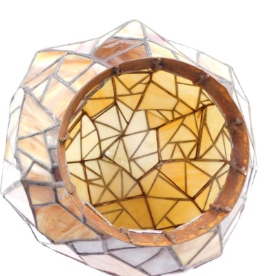 A Tiffany style lamp shade, of abstract design, with cream geometric panels, 50cm high. - 2