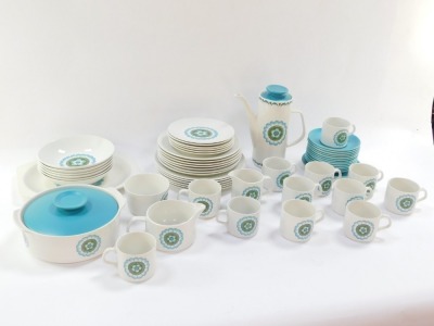 A J & G Meakin Capri pattern pottery part coffee and dinner service, comprising coffee pot, service tureen, cups and saucers, milk jug, sugar bowl, gravy boat, cake plate, six bowls, etc. (a quantity) - 2