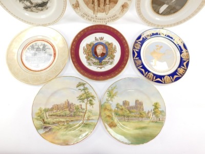 A group of collectors plates, comprising a Royal Worcester Arundel Castle cabinet plate, Royal Worcester York Minster from the north west, Wedgwood Saint Pauls Cathedral limited edition number 482/2500, a Spode Churchill plate, limited edition number 2810 - 2