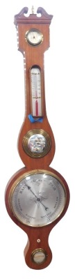 A mahogany wheel barometer, with barometer and dry/damp dial, 96cm high.