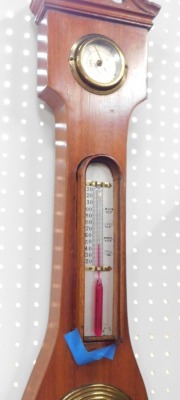 A mahogany wheel barometer, with barometer and dry/damp dial, 96cm high. - 3