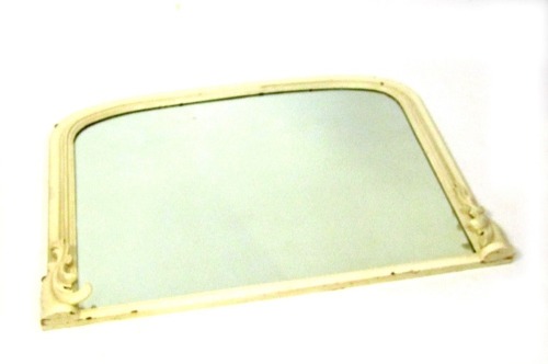 A Victorian white painted overmantel mirror, 74cm high, 110cm wide, 6cm deep.