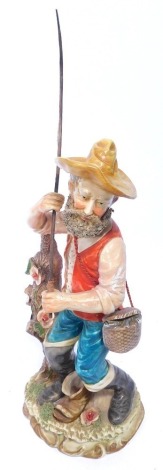 A Capodimonte figure of a fisherman, 51cm high.