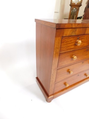 A Victorian mahogany chest, of two short and three long drawers, with turned handles, on bun feet, 112cm high, 110cm wide, 46cm deep. - 3