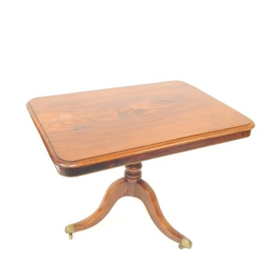 A 19thC mahogany tea table, with moulded snap top on a tripod base, 72cm high, 90cm wide, 72cm deep, - 2