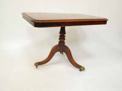 A 19thC mahogany tea table, with moulded snap top on a tripod base, 72cm high, 90cm wide, 72cm deep, - 3