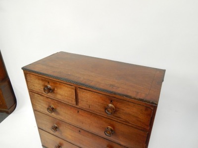 A 19thC mahogany chest, of two short and three long drawers, on out splayed legs, 105cm high, 101cm wide, 47cm deep. - 3