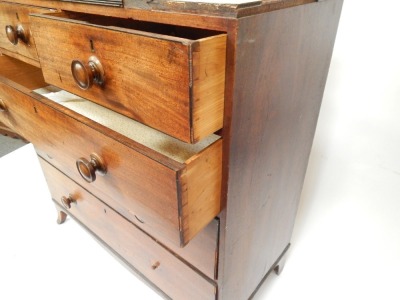 A 19thC mahogany chest, of two short and three long drawers, on out splayed legs, 105cm high, 101cm wide, 47cm deep. - 4