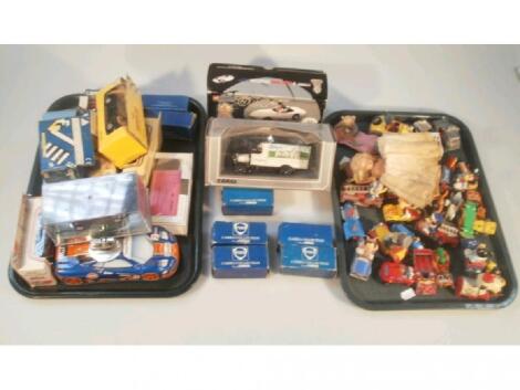 Five boxed Fina Corgi collectable vehicles and miscellaneous TV related toy cars