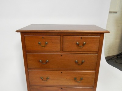 A 19thC mahogany chest, of two short and three long drawers, with brass swan neck handles, terminating in castors, 101cm high, 88cm wide, 47cm deep. - 2