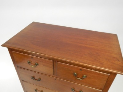 A 19thC mahogany chest, of two short and three long drawers, with brass swan neck handles, terminating in castors, 101cm high, 88cm wide, 47cm deep. - 3