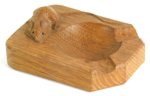 A Robert Thompson of Kilburn Mouseman ashtray, 10cm wide.