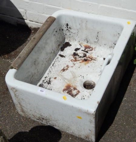 A Victorian white ceramic sink planter, 60cm wide.