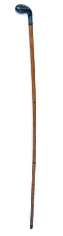 A George V bamboo Sunday Golf walking stick, with silver club handle, Birmingham 1920, 92.5cm high.