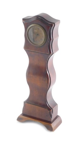 A 20thC miniature mahogany longcase clock, with 5cm diameter dial, in serpentine case, 31cm high.