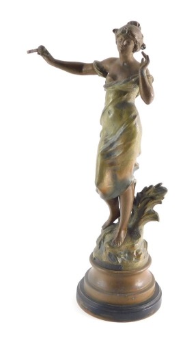 A 20thC spelter figure, Zephir, 34cm high.