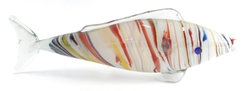 A Murano style glass fish, swirl pattern, 51cm wide.