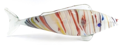 A Murano style glass fish, swirl pattern, 51cm wide.