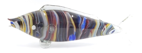 A Murano style glass fish, swirl pattern, 51cm wide.