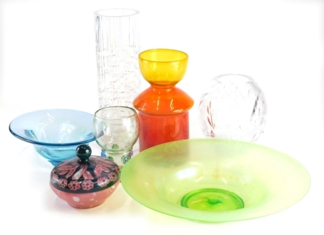 Various European Art Glass, to include Poschinger, Czech examples, German Roemer and an Amberina vase, a green bowl, 34cm diameter, etc. (a quantity)