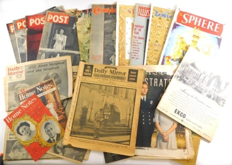 Various ephemera, Picture Post magazine, Daily Express 1982 birth of Prince William, Queen Mary 1952 Daily Mirror, various Illustrated News, royal commemorative ephemera etc. (quantity)