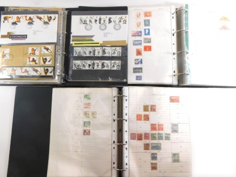 Various first day covers, stamp sets etc to include 1990s etc, Robert Burns, a further album of world used stamps include Belgium 6.00 brown back, various other world used stamps, Zimbabwe, Spain, various mainly 1980's. (3 albums)