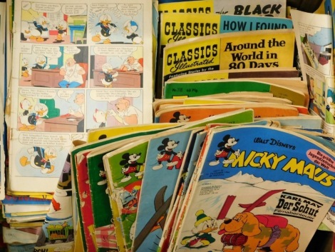 Various German Walt Disney Mickey Mause (Mickey Mouse) magazines, to include 1963 February, various others 1962, 1960's, 1957, a quantity of classic illustrated to the include the Black Tulip, Wonderland, Fix and Foxie magazine, various others. (a large q