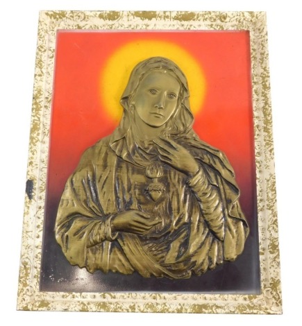 A retro plaque, raised with the Virgin Mary, 44cm x 36cm.