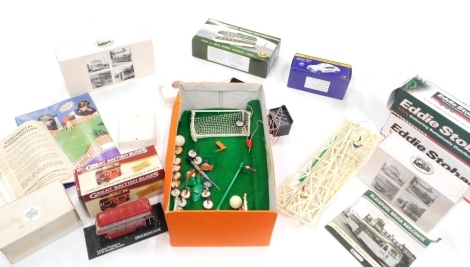 A part Subbuteo set, includes some players circa 1970's, various Eddie Stobart boxed diecast lorries, other diecast, etc. (a quantity)