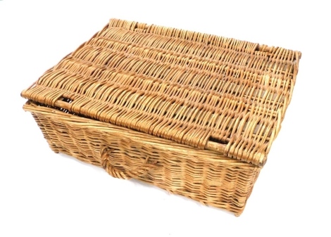 A wicker picnic hamper, 49cm wide.