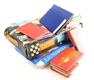 Various Scalextric and other vintage related ephemera, books, magazines, etc., model motor racing part box set, various other related books, etc. (a quantity)