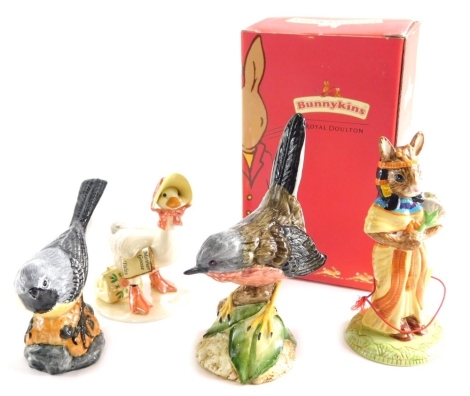 Various pottery figures, boxed Bunnykins, grey wagtail, 9cm high, etc. (4)