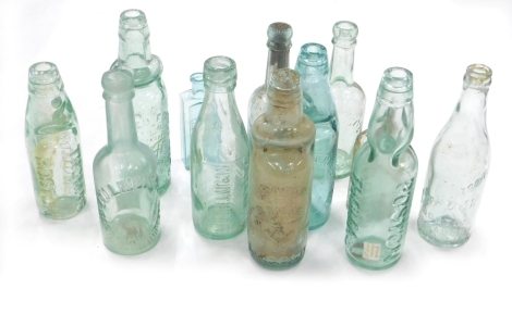 Various late 19th/early 20thC glass beer bottles, to include W Horry and Sons Boston, 20cm high, another FR Sutton Brigg, and various others. (a quantity)