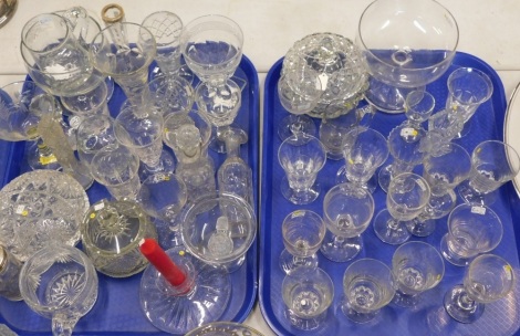 Various 19thC and later glasses, cut glass bowls, jugs, etc. (2 trays)