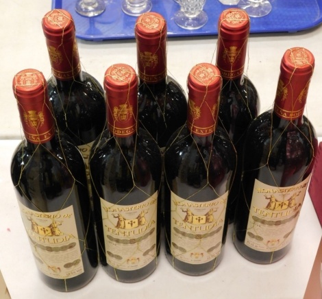 Seven bottles of Monasterio De Tentudia.