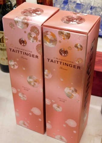 Two bottles of Taittinger Prestige Rose Champagne. (boxed)