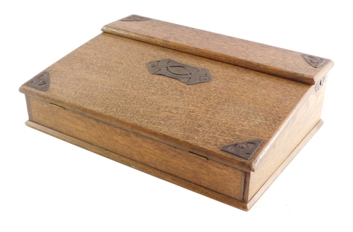 An early 20thC Continental writing slope, in the Aesthetic style, 37cm wide.