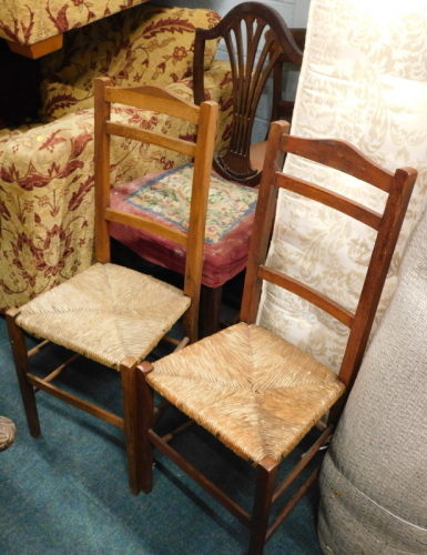 Miscellaneous rush seated chairs, etc. (a quantity)