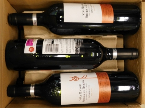 Bottles of Tesco Finest Vine Mayor Ribera Del Duero 2005.