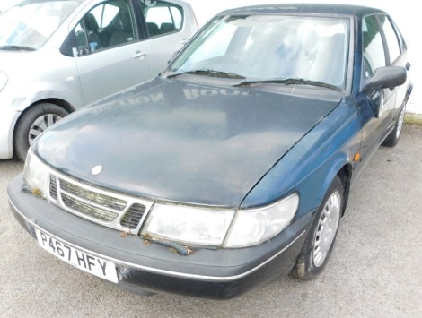 A Saab 900S, Registration P467 HFY, last known odometer reading 65,009 registered in 2010, petrol, manual, blue.