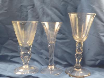 A 19thC wine glass with a trumpet shaped bowl