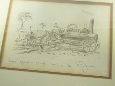 After Ray Johnson. A set of four framed limited edition prints, comprising Austin limited edition number 45/100, Single Cylinder Ploughing Machine, 37/100, BP Aviation Service T100 print limited edition number 11/100, and a BP International Oil Bunking, - 5