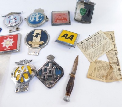 A group of motor racing badges, comprising San Francisco Police, Fire Inspection, Surrey Fire Brigade Drill Section, a Ford domestic bezel part, various fire and rescue badges, a Rover car badge, etc. (a quantity) - 4